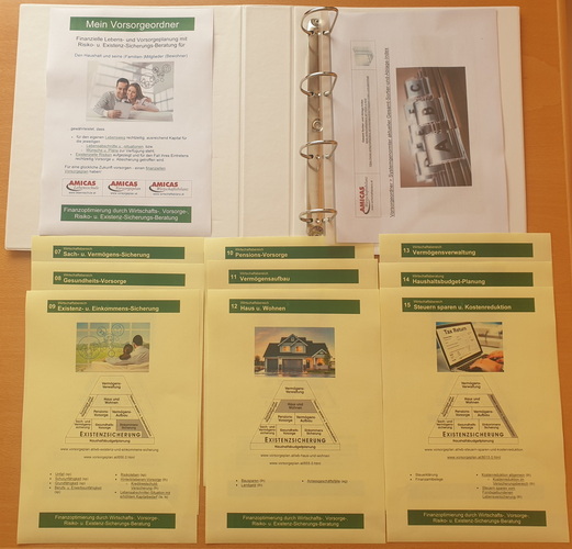 Amicas Wirtschaftsbilanz Vorsorgeordner, A4 mit Deckblatt, Index und ausgewählte Trennblätter senkrecht gereiht